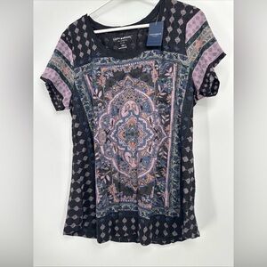 Lucky Brand Women’s Batik Print Top Shirt Tunic 1X 1XL New Plus Size NWT